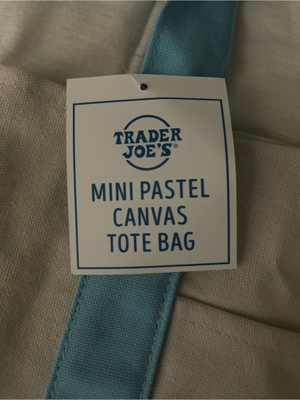 Joe's Jeans Beige Canvas Tote with Light Blue Straps
